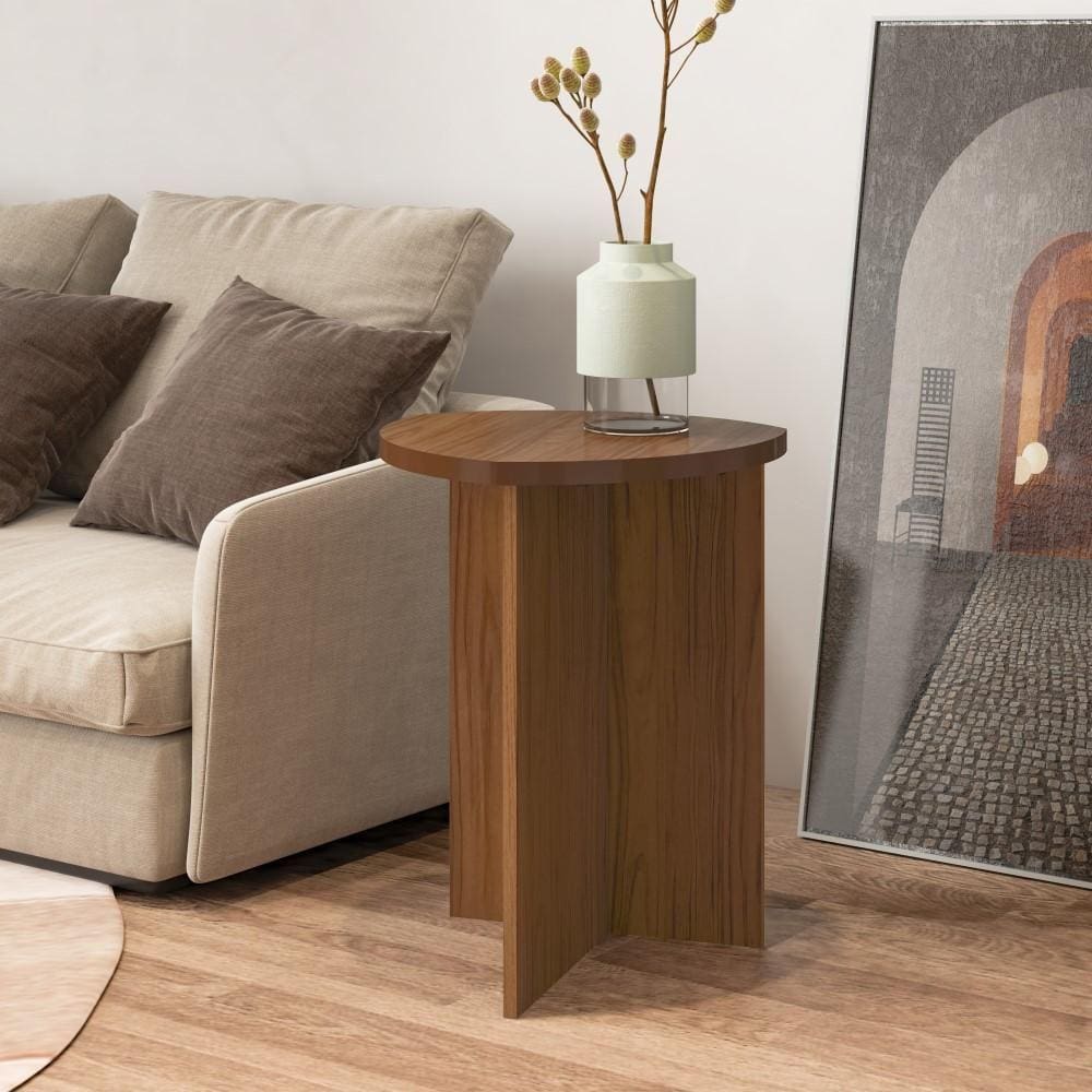 Mesa de Apoio Lateral Pequena de Canto Sofá MDF Para Sala de Estar Multiuso Decoração Marrom Madeira