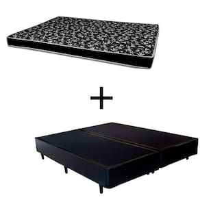 Cama Box Casal 138 Bipartido Tecido Sintético Preto Com Colchão Hamburgo Bello Box - 100% Espuma - D28 Preto 54x138x188