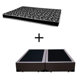 Cama Box Casal 138 Bipartido Tecido Sintético Marrom Com Colchão Hamburgo Bello Box - 100% Espuma - D28 Preto 54x138x188
