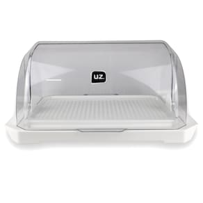 Porta Pão Acrílico Suporte Guarda Armazena Pães Com Tampa Retrátil Transparente UZ Utilidades Cesto Pao Padaria Multiuso