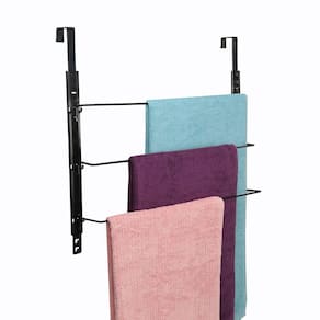 Suporte Porta Banheiro Toalheiro Porta Toalhas Triplo Preto