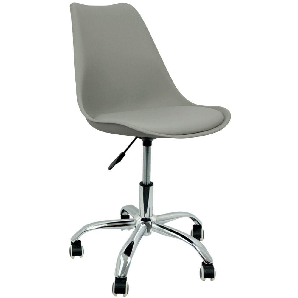 Cadeira Leda Office Luisa Saarinen Estofada Base Giratória Cromada - Cinza