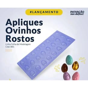 Placa Chocolate Apliques Ovinhos Rostos Porto Formas Cod:881