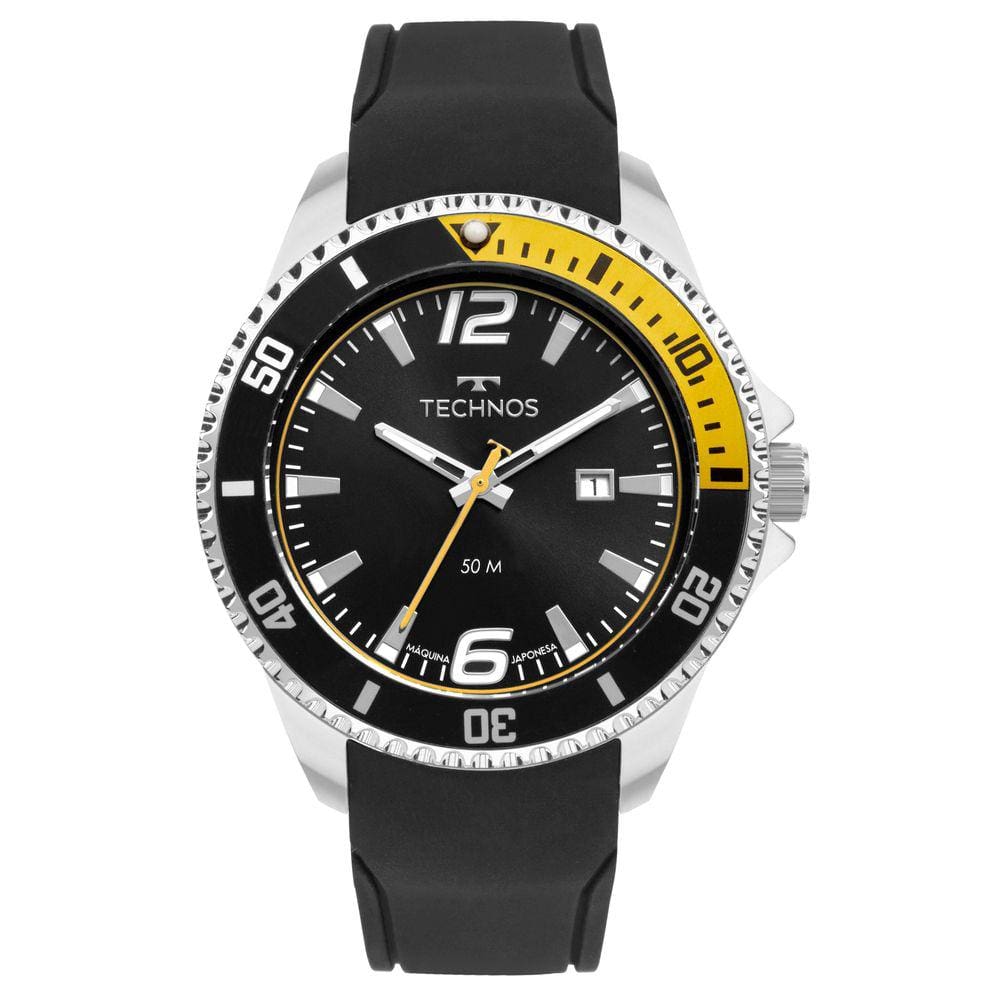 Relógio de Pulso Technos Performance Masculino Pulseira Silicone Analógico Prata 2115NCW/1Y