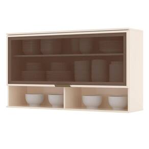 Armário Aéreo 1 Porta Basculante de Vidro 120 cm Connect Off White - Henn