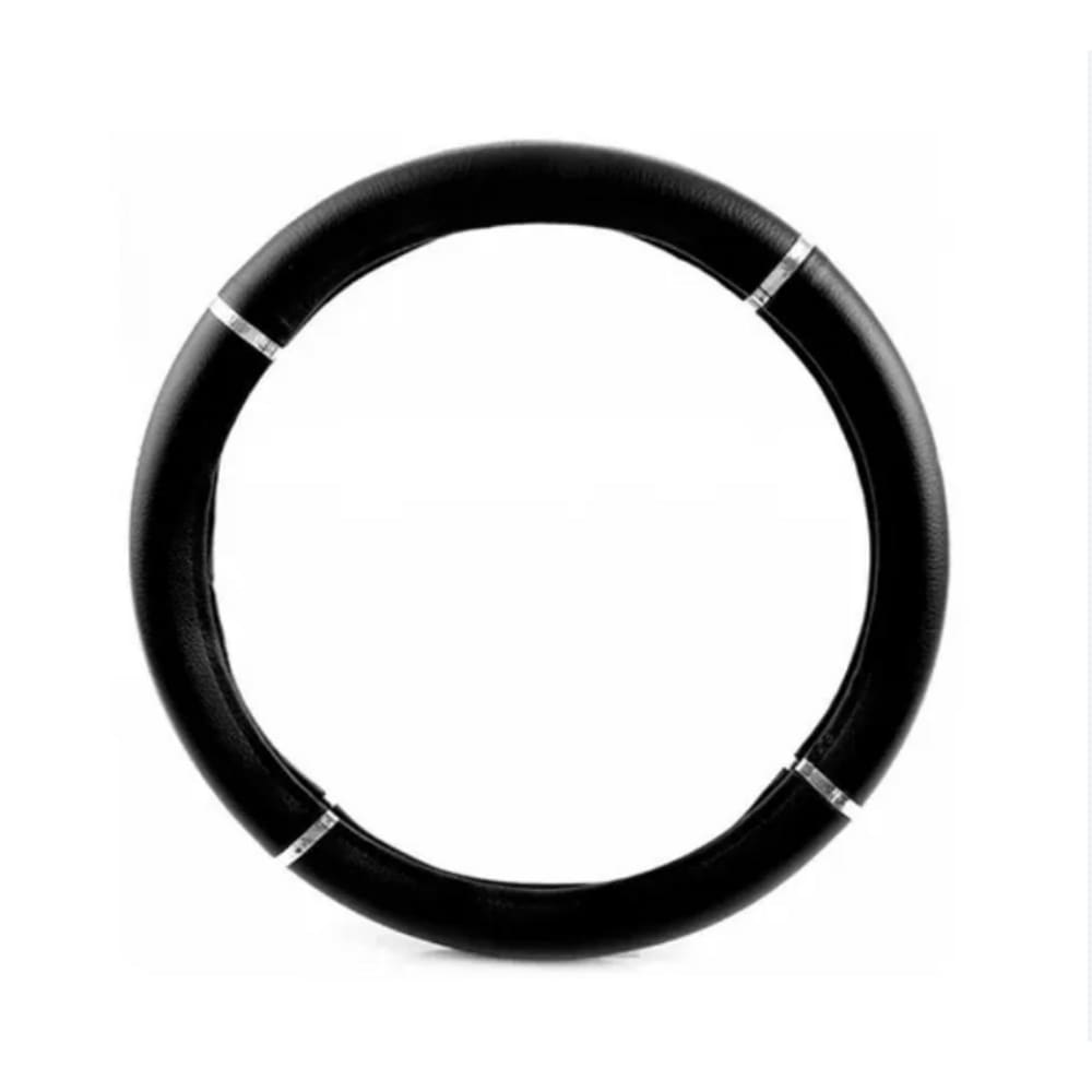 Capa de Volante Preto com Anel Cromado Universal