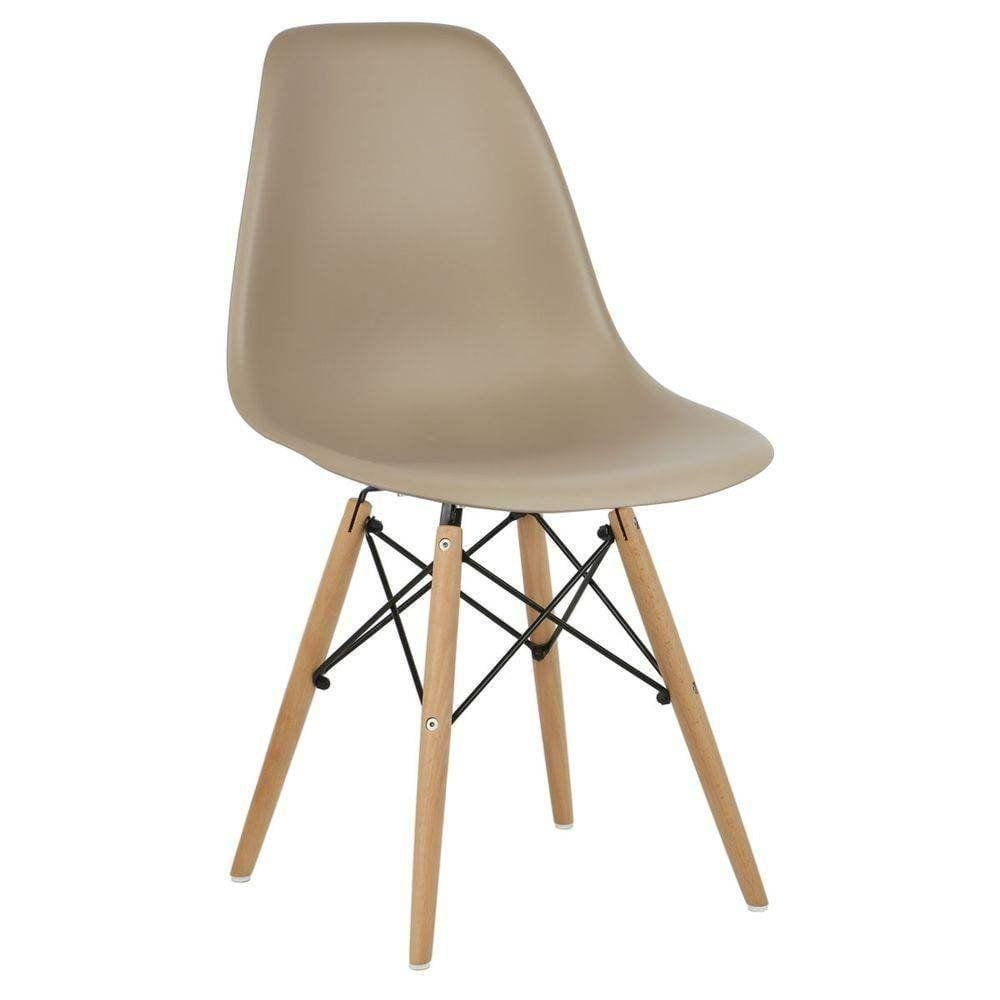 Cadeira Decorativa Eiffel Charles Eames F03 Nude Com Pés De Madeira - Lyam Decor