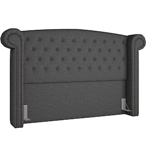 Cabeceira Cama Box King Com Tachas 195 Cm Sofia P05 Linho Cinza Escuro - Lyam Decor