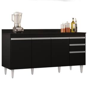 Balcão Gabinete Para Pia Com Tampo 160cm Arkansas Preto - Lumil