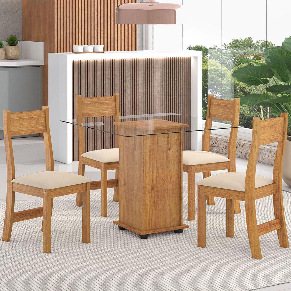 Mesa de Jantar 4 Lugares Luminare Nude - Viero Móveis
