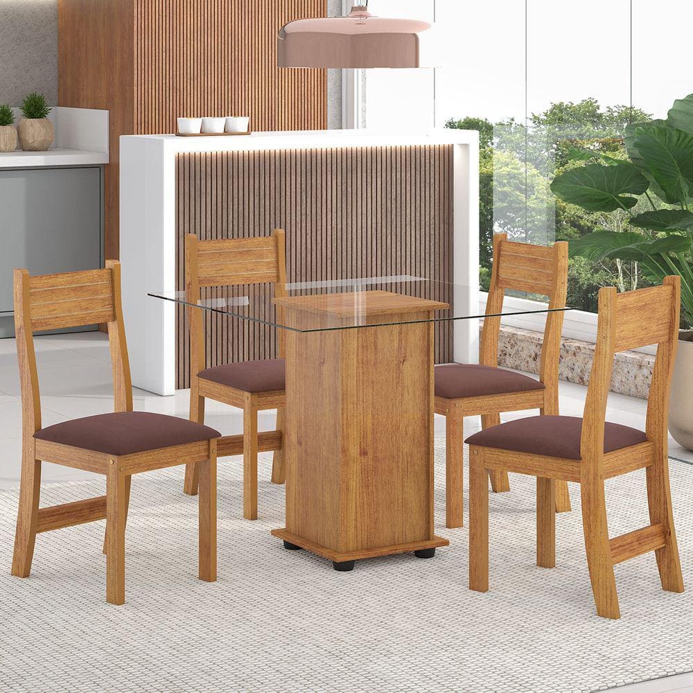 Mesa de Jantar 4 Lugares Luminare Fume - Viero Móveis