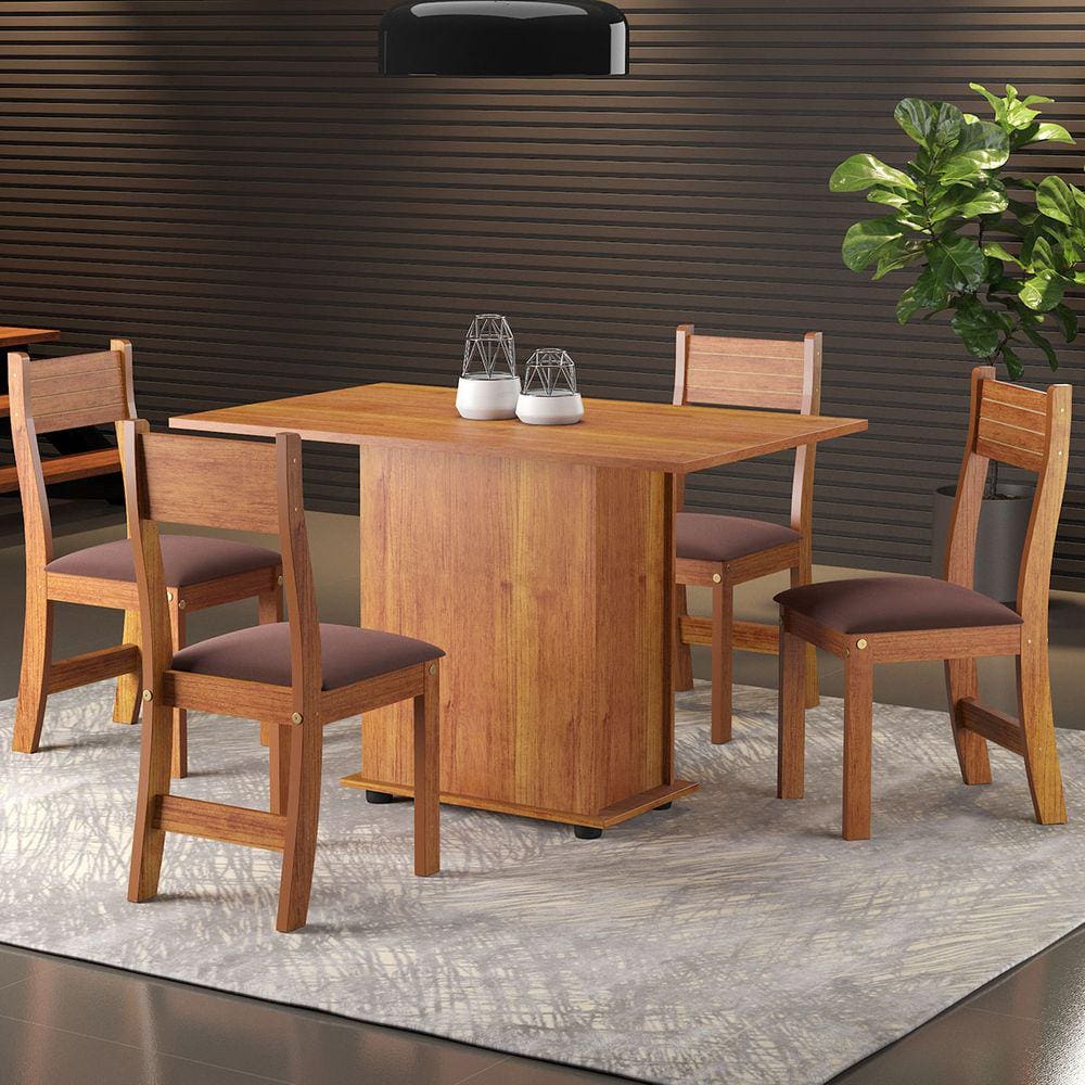 Mesa de Jantar 4 Lugares Harmonia Fume - Viero Móveis