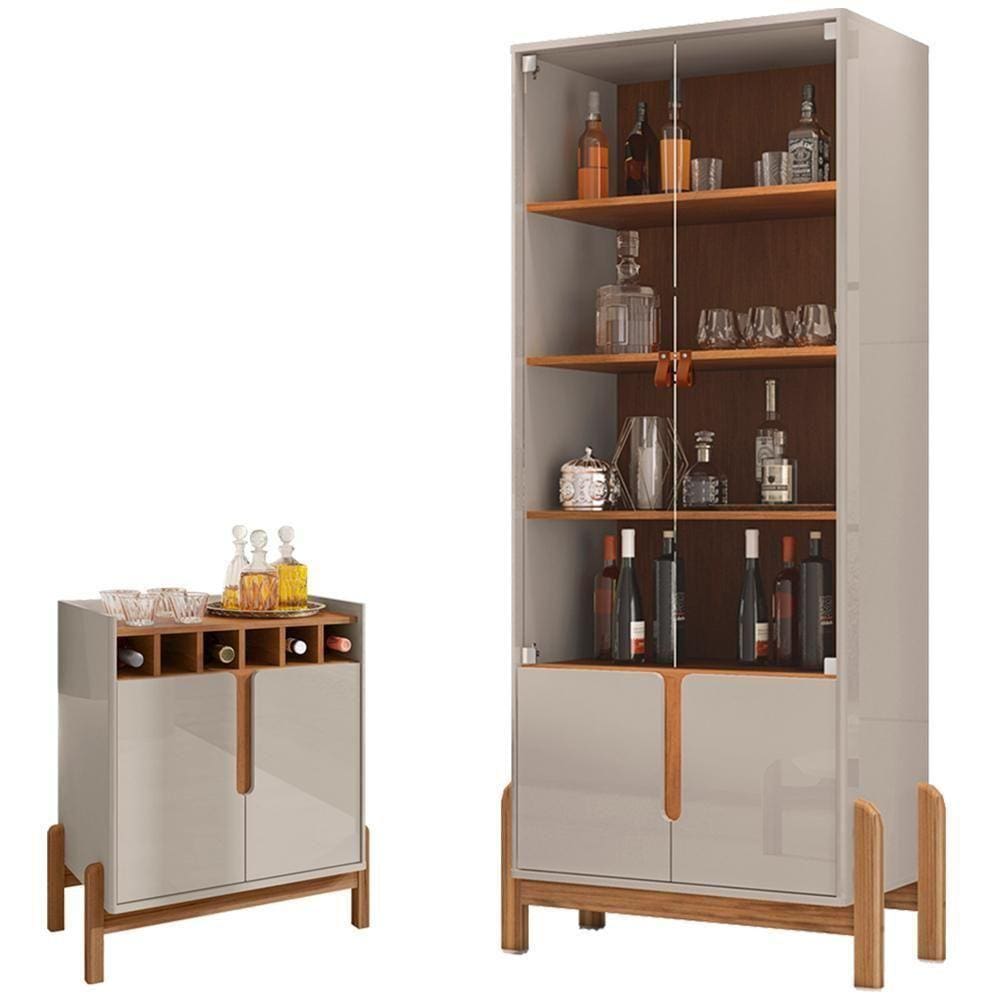 Barzinho 2 Portas 50522 E Cristaleira Para Sala 50519 Off White Cedro Dcasa Off White Cedro