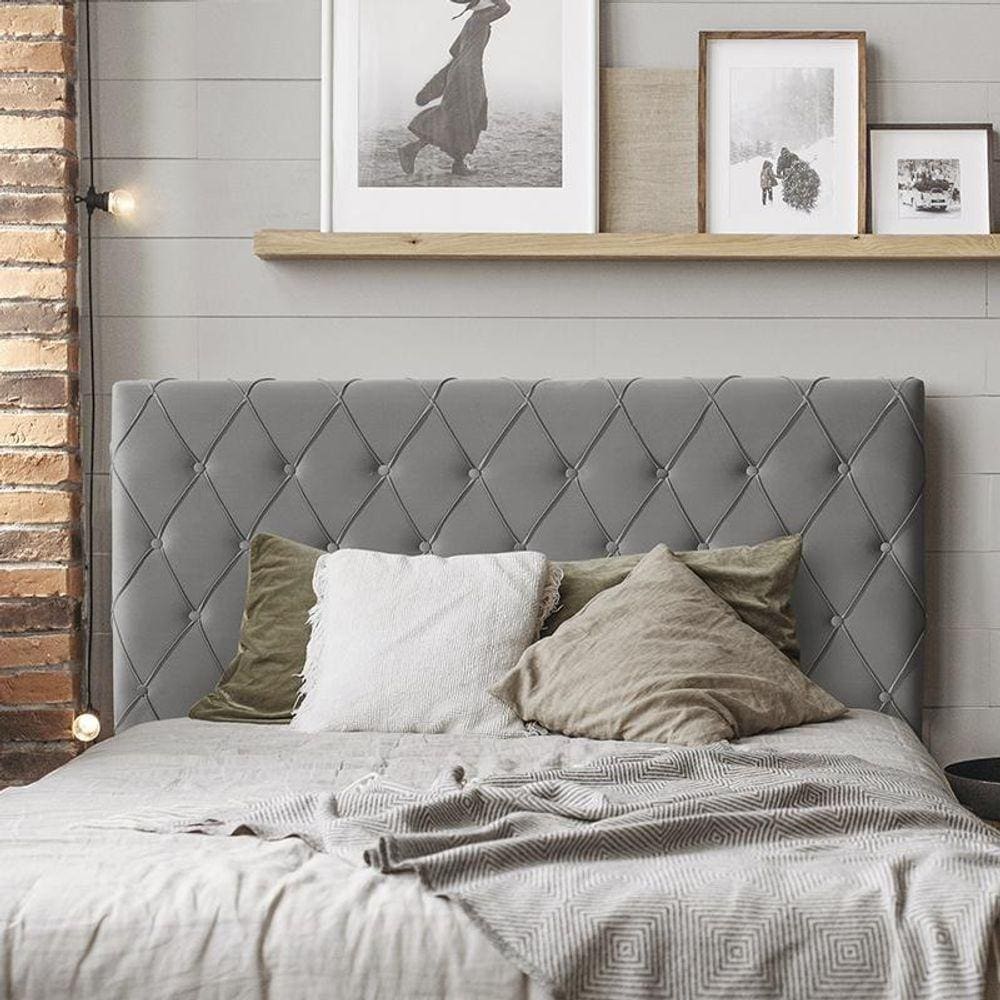 Cabeceira Estofada Miami Para Camas Casal 140 Cm Cinza Cinza