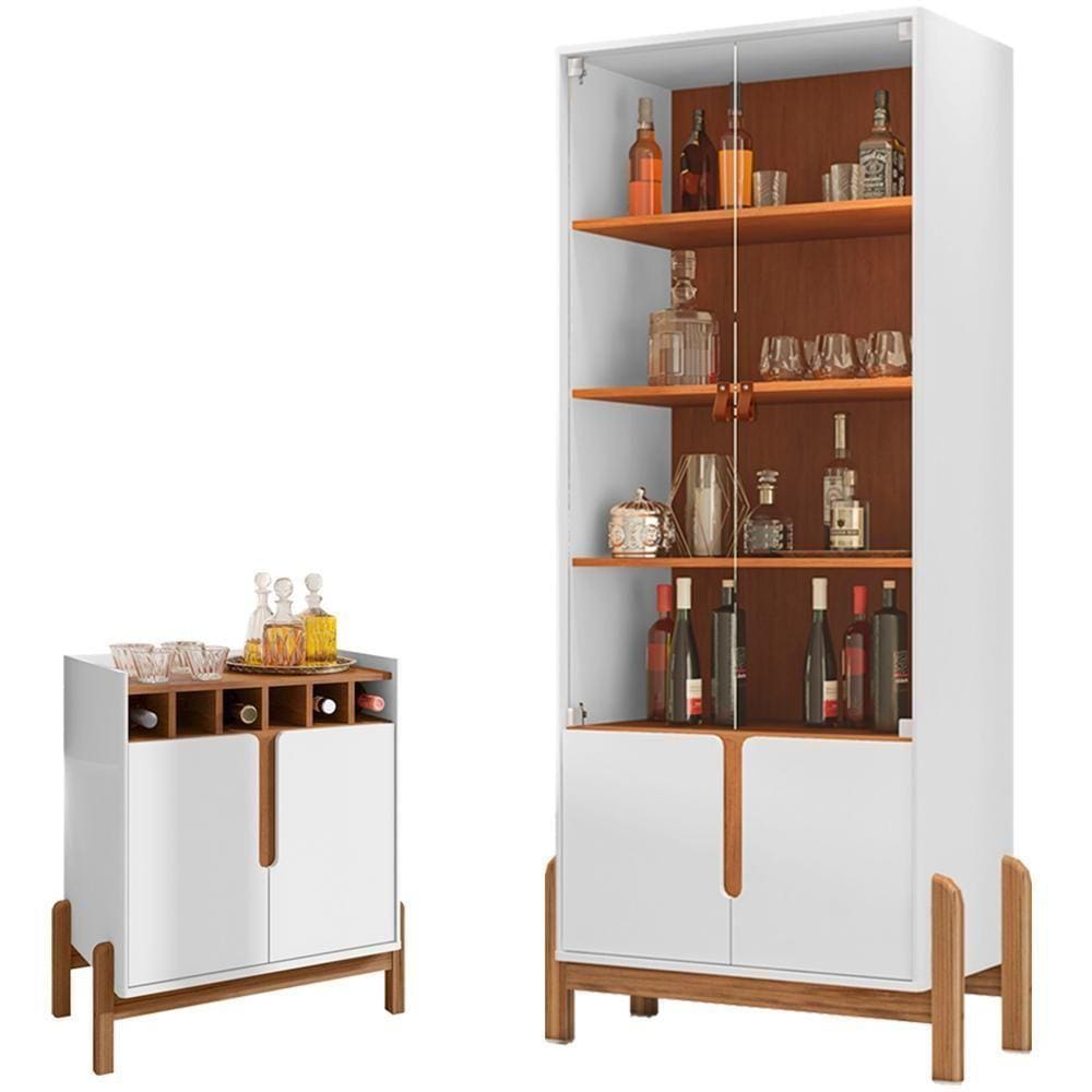 Barzinho 2 Portas 50522 E Cristaleira Para Sala 50519 Branco Cedro Dcasa Branco Cedro