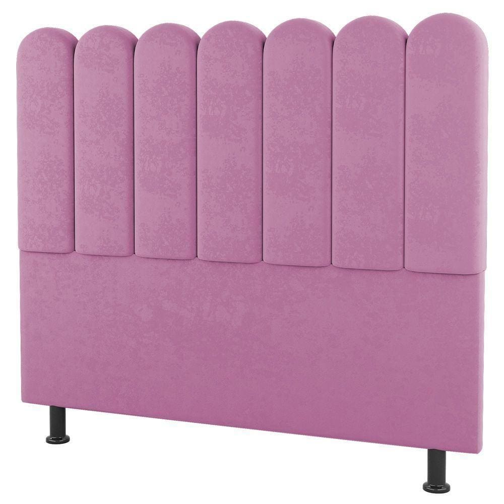 Cabeceira Cama Box Casal Queen Size Lana 160cm Suede Rosa - Desk Design