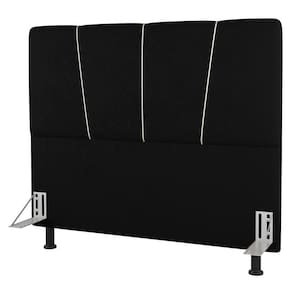 Cabeceira Cama Box Solteiro Amber 90cm Estofada Suede Preto - Desk Design
