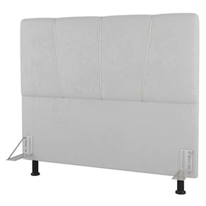 Cabeceira Cama Box Casal Amber 140cm Estofada Sintético Branco - Desk Design