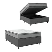 Cama Box Baú Casal Colchão Molas Ensacadas 138x188x65cm Cinza/branco Umaflex - Suporta 120kg