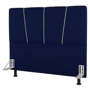 Cabeceira Cama Box Casal Queen Size Amber 160cm Estofada Veludo Azul Marinho - Desk Design