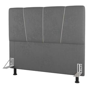 Cabeceira Cama Box Casal Amber 140cm Estofada Sintético Cinza - Desk Design