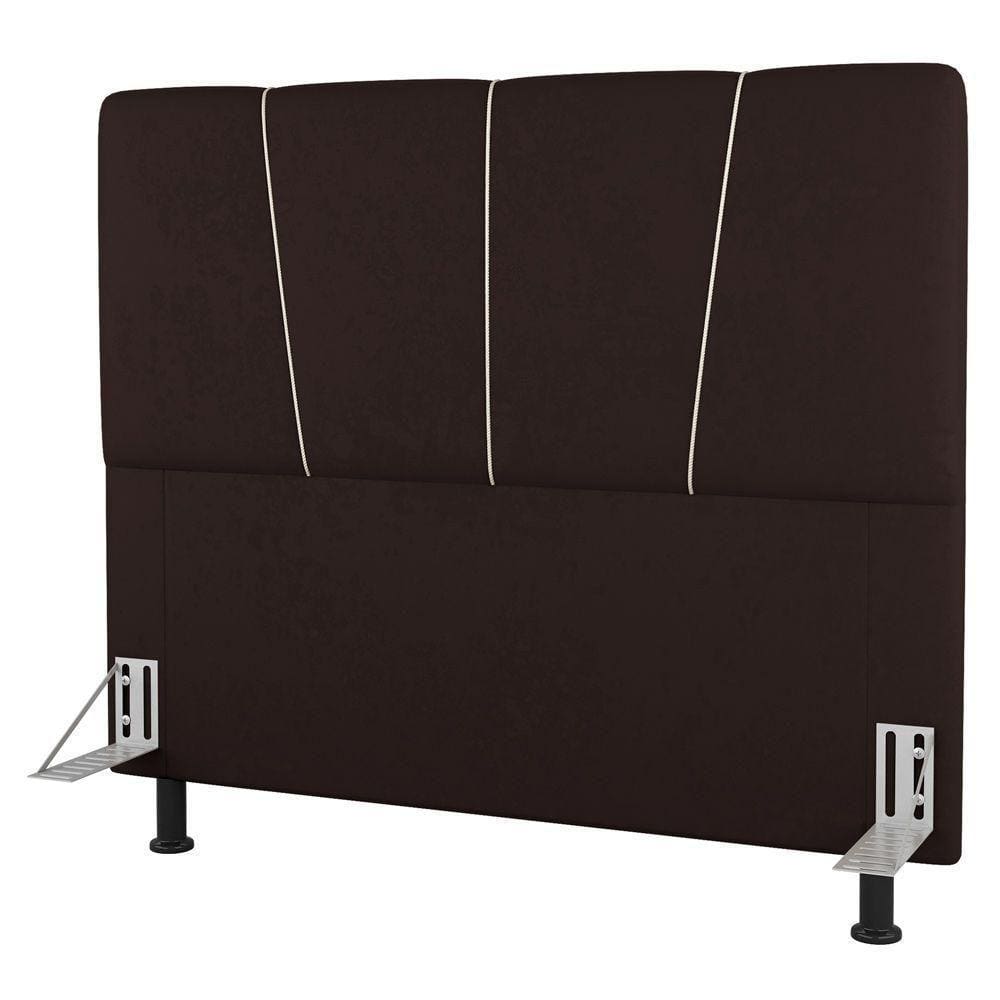 Cabeceira Cama Box Casal Amber 140cm Estofada Sintético Marrom - Desk Design