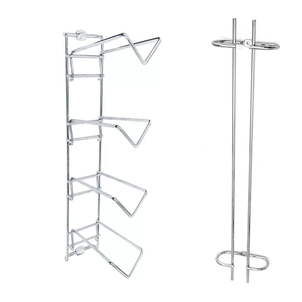 Conjunto Portas Taças 42cm e Suporte Adega de Parede para Garrafa de Vinho Duler Cromado