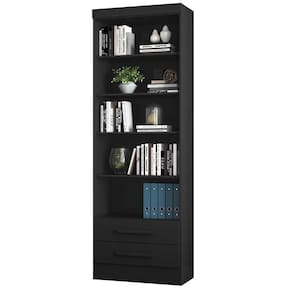 Livreiro 2 Gavetas 4 Prateleiras 3420 Preto Fosco Qmovi