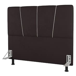 Cabeceira Cama Box Casal Queen Size Amber 160cm Estofada Linho Marrom - Desk Design
