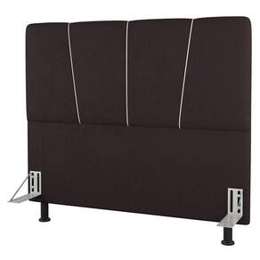 Cabeceira Cama Box Solteiro Amber 90cm Estofada Linho Marrom - Desk Design
