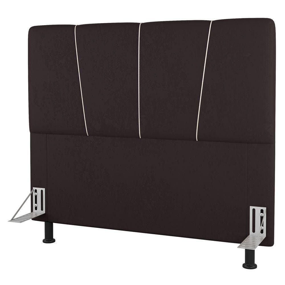 Cabeceira Cama Box Solteiro Amber 90cm Estofada Suede Marrom - Desk Design