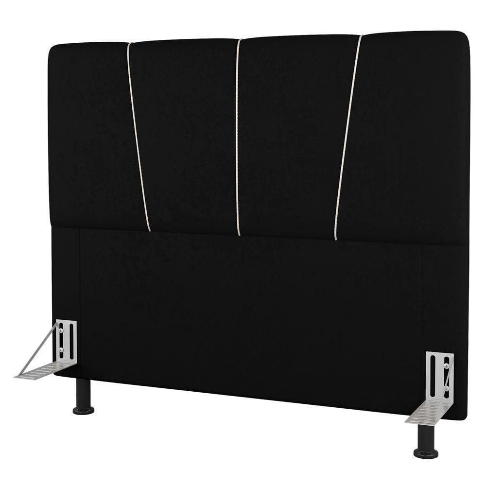 Cabeceira Cama Box Casal Amber 140cm Estofada Sintético Preto - Desk Design
