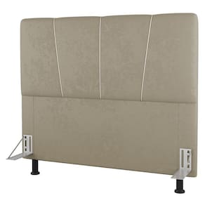 Cabeceira Cama Box Casal Amber 140cm Estofada Suede Bege - Desk Design