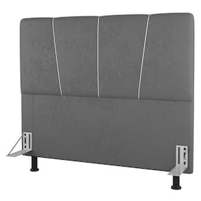 Cabeceira Cama Box Casal Amber 140cm Estofada Linho Cinza - Desk Design
