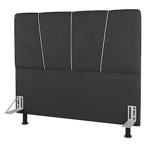 Cabeceira Cama Box Solteiro Amber 90cm Estofada Suede Cinza Escuro - Desk Design