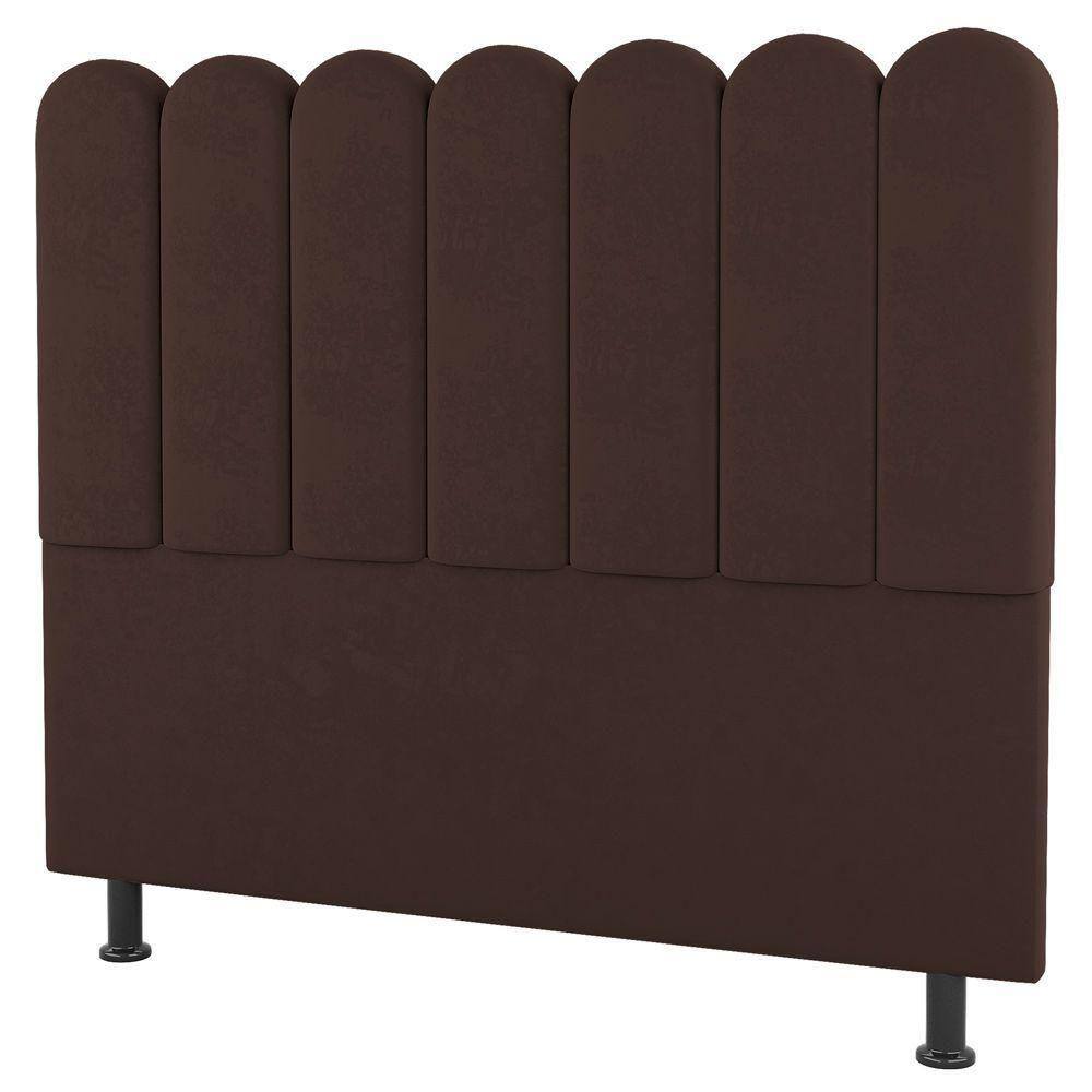 Cabeceira Cama Box Solteiro Lana 90cm Suede Marrom - Desk Design