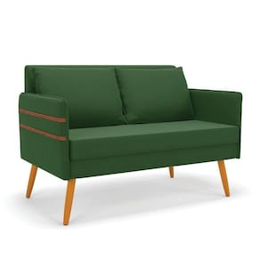 Namoradeira 02 Lugares Mari Suede Pés Palito Castanho - D`rossi Cor Verde