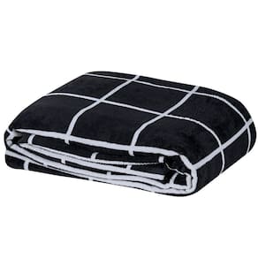 Cobertor Brooklyn Queen Mantinha Flannel Quadriculado - Preto