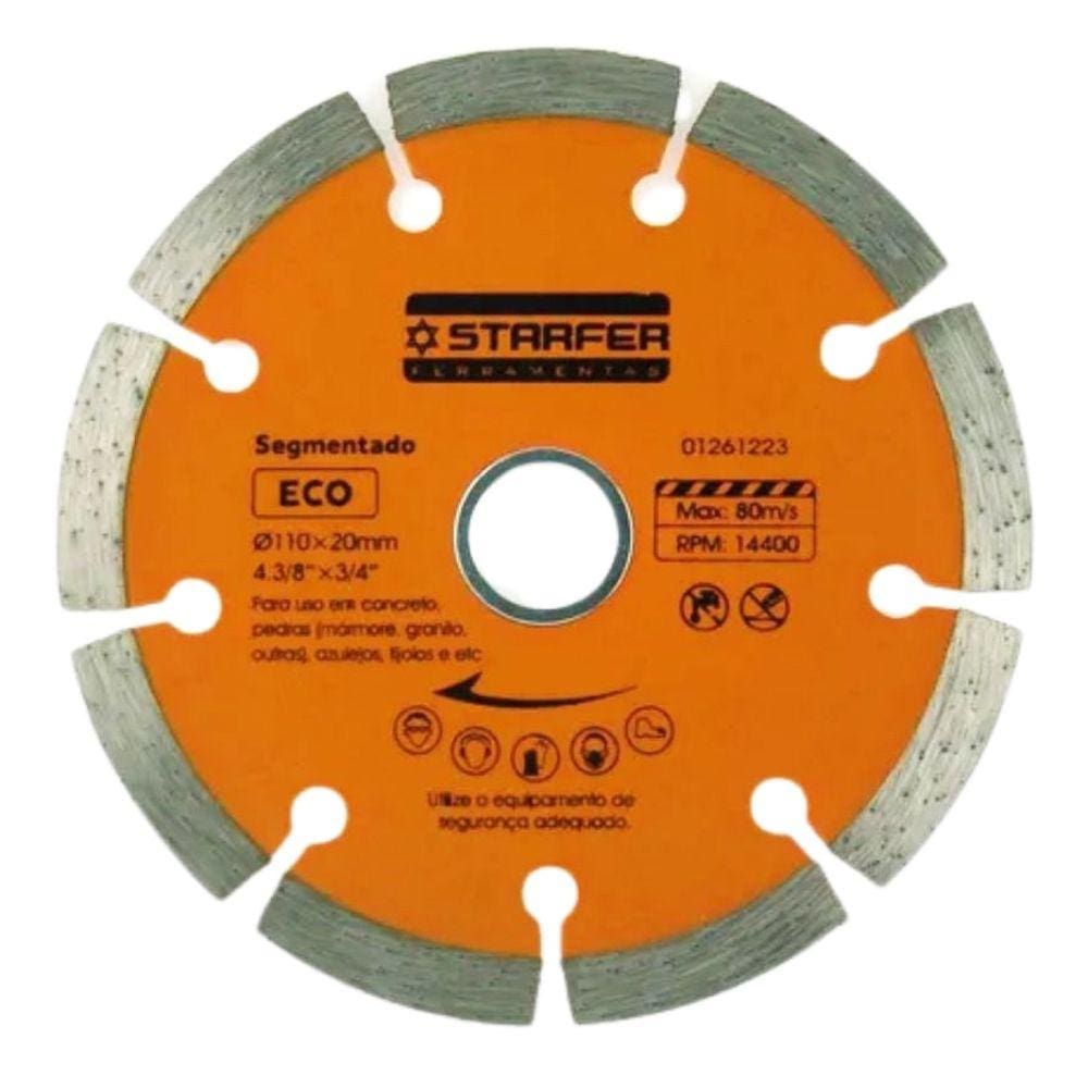 Disco de Corte Diamantado Segmentado Eco 110mmx20mm - Starfer