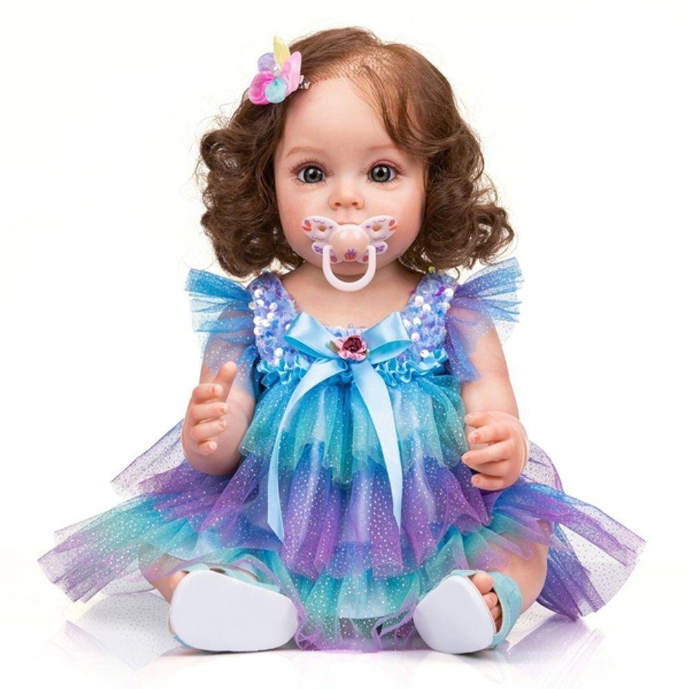 Boneca Reborn Bebe Reborn Menina 100% Silicone New Happy - Boneca