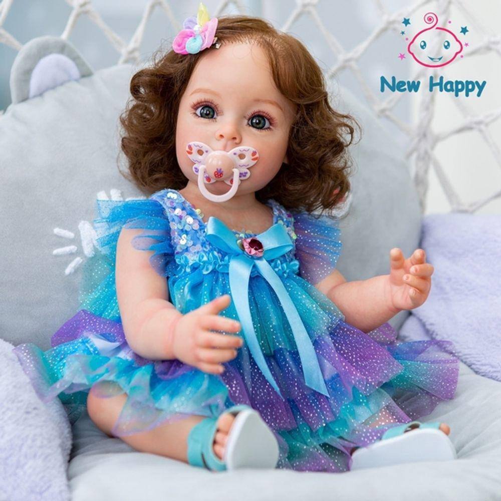 Boneca Reborn Bebe Reborn Menina 100% Silicone New Happy - Boneca