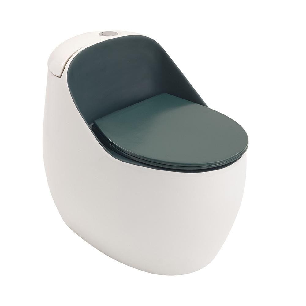 Vaso Sanitário Monobloco Caixa Acoplada Privada Aquarela Pingoo.casa - Branco e Verde