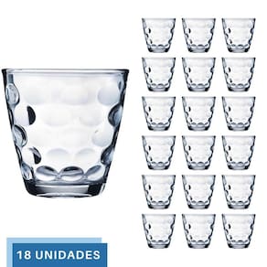 18 Peças Copos Vidro Transparente Redondo Bangkok 250ML Água