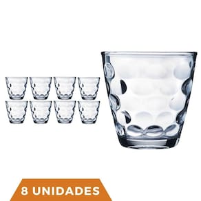Kit Com 8 Copos de Vidro Transparente 250ML Bangkok Redondo