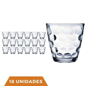 Kit Com 18 Copos de Vidro Transparente 250ML Bangkok Redondo