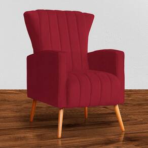 Poltrona Estofada Pés Palito Sala de Estar Melinda Suede Vermelho - LM DECOR