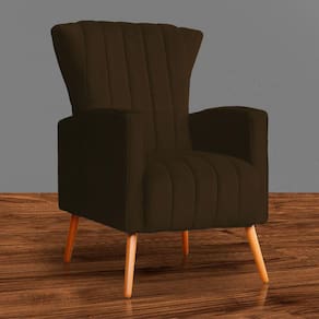 Poltrona Estofada Pés Palito Sala de Estar Melinda Suede Marrom - LM DECOR