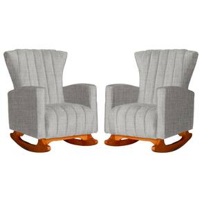 Conjunto 2 Poltronas Estofadas de Balanço Melinda Linho Bege - LM DECOR