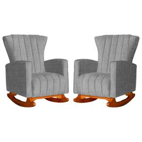 Conjunto 2 Poltronas Estofadas de Balanço Melinda Linho Cinza - LM DECOR