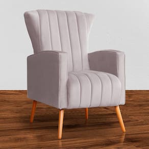 Poltrona Estofada Pés Palito Sala de Estar Melinda Veludo Rose - LM DECOR